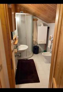 Baño pequeño con lavabo y aseo en Appartamento Abetone Vacanze, en Abetone