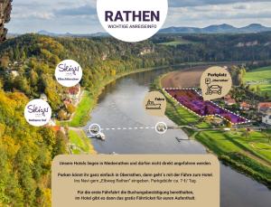 a map of the river raisin and its attractions at STEIGER Hotel Rathener Hof in Kurort Rathen