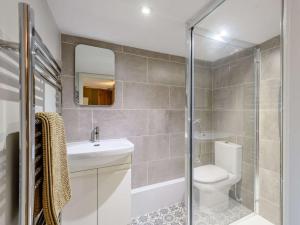 a bathroom with a toilet and a sink and a shower at 3 Bed in Isle of Purbeck IC027 in Kingston