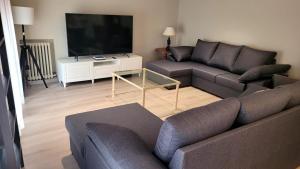 a living room with a couch and a tv at La Casa Alandí con garaje privado in Sagunto