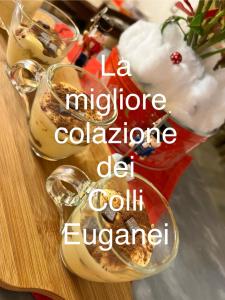 un par de vasos de helado en una mesa en B&B La Casa Del Riccio, en Cinto Euganeo