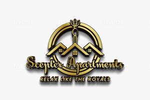 a logo for a real estate firm with a house at Scepter Apartments in Apena
