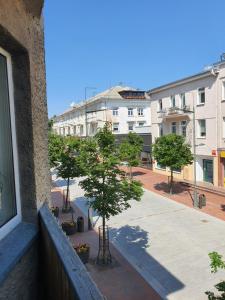 a view from a balcony of a building with trees at Downtown Boulevard View Residence in Šiauliai