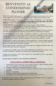 a document with the text of a coronadoado phone at MONOLOCALI del Villaggio PLONER Un passo dal cielo in Dobbiaco