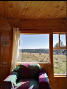 a room with a large window in a cabin at Domo Vientos del Sur in Ancud