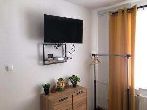 Televízia a/alebo spoločenská miestnosť v ubytovaní Willa przy Strumyku