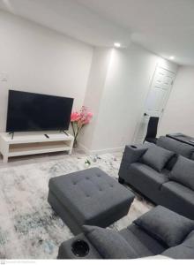 Un televizor și/sau centru de divertisment la Cozy & Private Entire Basement