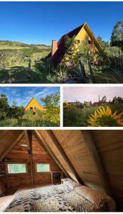 un collage de dos fotos de una casa en Toca das Sementes en Maria Preta