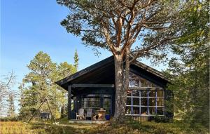 una casa de cristal con un árbol en primer plano en Stunning Home In Rjukan With Wifi en Rjukan