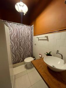 a bathroom with a sink and a toilet at Casa Teresa in Rio de Janeiro