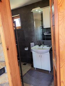 a bathroom with a sink and a mirror at Vikendica Martinovic in Zlatibor +37 photos