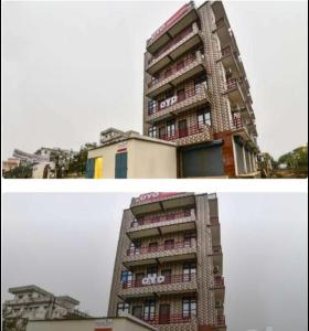 two pictures of a tall apartment building at Shaurya Villa Guest House in Dānāpur