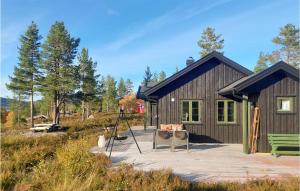 a small wooden building with a patio in front of it at Awesome Home In Fyresdal With Kitchen in Fyresdal