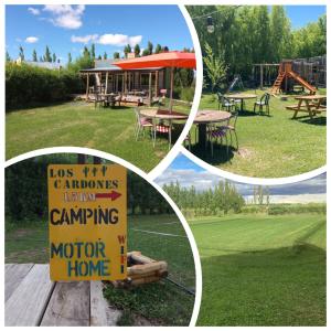 Un collage de fotografías de un parque con un cartel. en Los cardones, en Gobernador Gregores