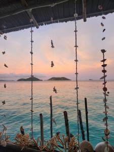 uma vista para o oceano com pássaros num baloiço em Efenli Arnes homestay em Yennanas Besir