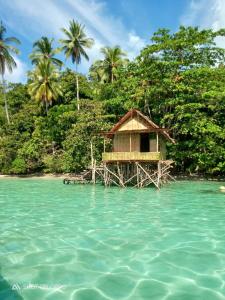 a house on a small island in the water at Efenli Arnes homestay in Yennanas Besir