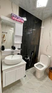 a bathroom with a white sink and a toilet at AkbA-Frame3 in İsmayıllı