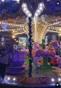 uma pessoa está a brincar num carrossel num carnaval em Mircea Vodă Residence em Craiova