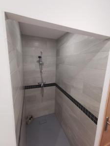 a bathroom with a shower with a toilet in it at La chambre de pousse in Boulogne-sur-Mer