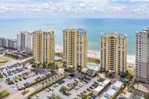 an aerial view of tall buildings near the ocean at Beach Colony East 7C in Perdido Key