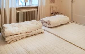 two beds sitting on the floor in a room at Nice Home In Ambjrnarp With Lake View in Ambjörnarp