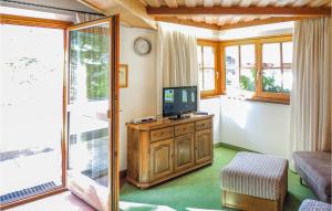 una sala de estar con TV en un tocador de madera en Amazing Apartment In Obernberg With 3 Bedrooms And Wifi, en Obernberg am Brenner