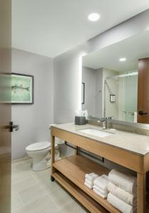 a bathroom with a sink and a toilet and a mirror at Hyatt Place Kent Narrows And Marina in Grasonville