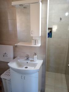 a bathroom with a white sink and a shower at Dobar Pogled 2 