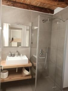 素蒂歐的住宿－Cjase Vecje，一间带水槽和淋浴的浴室