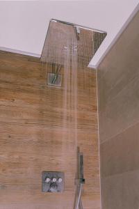 a shower with a shower head in a room at Appartement Flora in Saas-Almagell