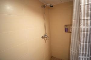 une douche avec pommeau de douche dans une salle de bain dans l'établissement Near Center Apartments 4, à Tirana