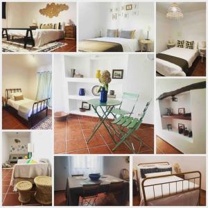a collage of photos of a bedroom and a hotel at Casa da Avó Dada in Torrão