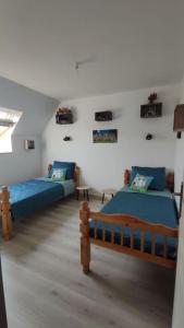 1 Schlafzimmer mit 2 Betten in einem Zimmer in der Unterkunft L'amour Breizh in Plouaret