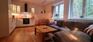 sala de estar con sofá y mesa en Apartmán Mumlava en Harrachov
