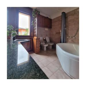 格拉索比奧的住宿－Orio Welcome，带浴缸、卫生间和盥洗盆的浴室