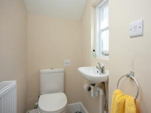 a small bathroom with a toilet and a sink at South Wing Cottage in Rumleigh