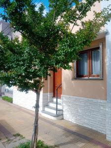 un pequeño árbol frente a una casa en Lo de Pedro Tandil, en Tandil