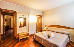 um quarto de hotel com uma cama e um espelho em Stunning Apartment In Belvedere Marittimo With Kitchen em Belvedere Marittimo