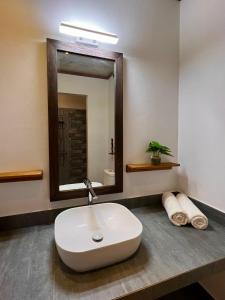 a bathroom with a sink and a mirror at Kihaa Holiday Home in Kihaadhoo