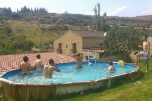 a group of men playing in a swimming pool at viva el vino in Oyón