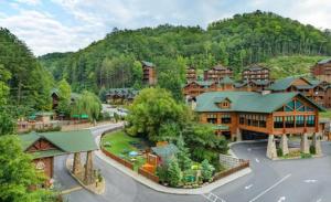 an aerial view of a resort in the mountains at 2BR Westgate Resort Sleeps 10 - Smoky Mtn Condo with Free Water Park in Gatlinburg