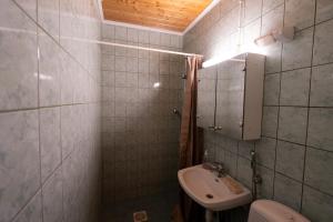 La petite salle de bains est pourvue d'un lavabo et de toilettes. dans l'établissement Beekeepers House, à Ruovesi