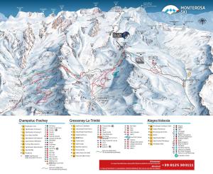 a map of the snow covered mountain at Lys Apartment in Gressoney-la-Trinité