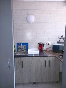 cocina con fregadero y encimera en Comfy spacious apartment, en Pretoria