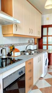 cocina con fregadero y lavavajillas en Casa Rural Los Mayorales II Apartamento en La Garrovilla