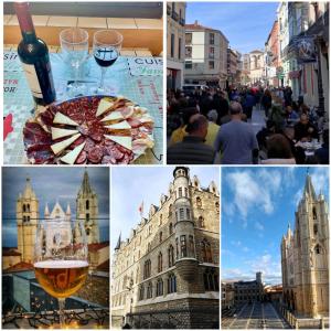 a collage of photos of different sights and buildings at Apartamento Terra Denis in León