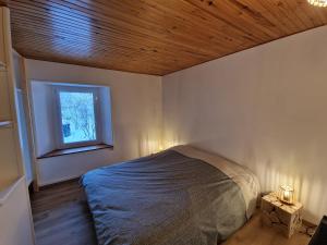 a bedroom with a bed and a window at LES BOUVREUILS in Les Deux Alpes