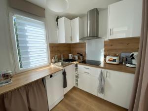 Kuchnia lub aneks kuchenny w obiekcie The Little Oak - tiny house with bed on mezzanine & terrace - from 1 to 4 p Disney, Paris & CDG
