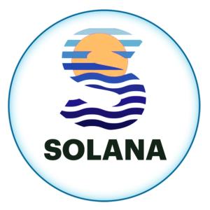 a logo for a swimming pool in the ocean at Solana Siargao in Catagnan