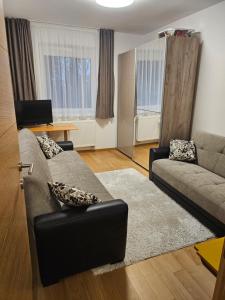 een woonkamer met een bank en een stoel bij Bjelasnica MAGIC MOUNTAIN in Bjelašnica